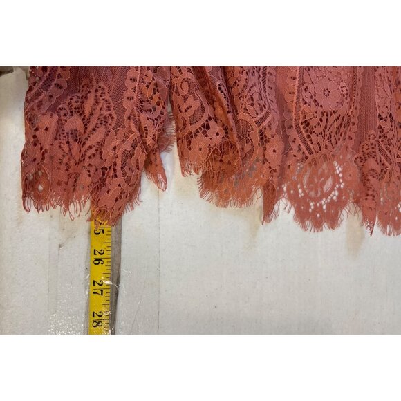 ReadySkylar + Jade Lace Top Boho Chic Long Sleeves Rose High Neck Medium - Picture 7 of 8